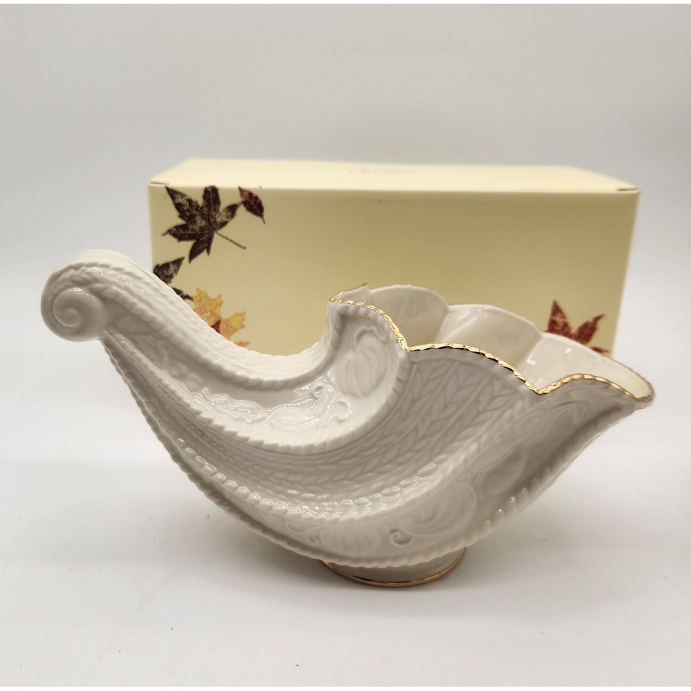 Lenox Fruits Of Life Cornucopia Ivory With 24K Gold Trim Thanksgiving Fall Decor - Picture 2 of 11